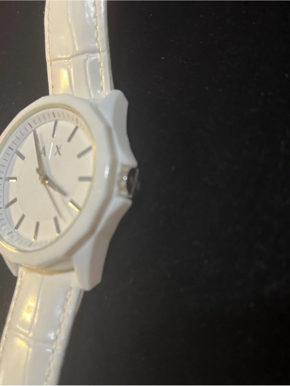 Emporio Armani White Analog Watch with Silver Markers